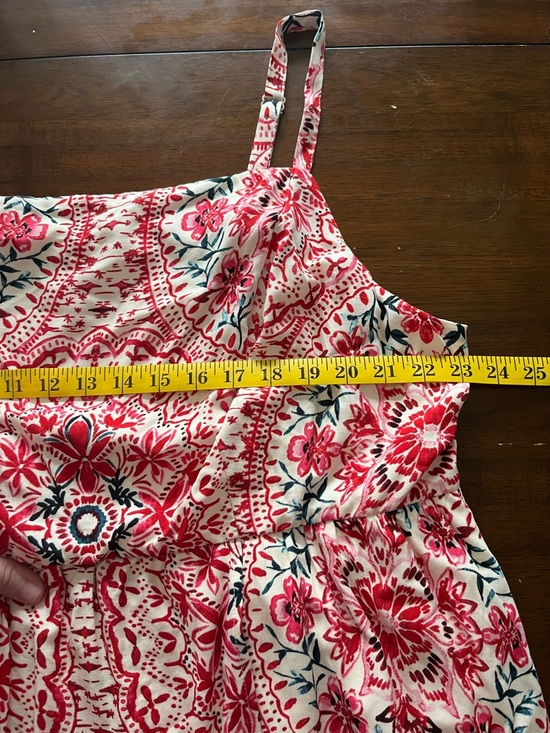 Torrid 3 Red and Cream Floral Print Maxi Dress with wrap front opening, flowy - Picture 6 of 7